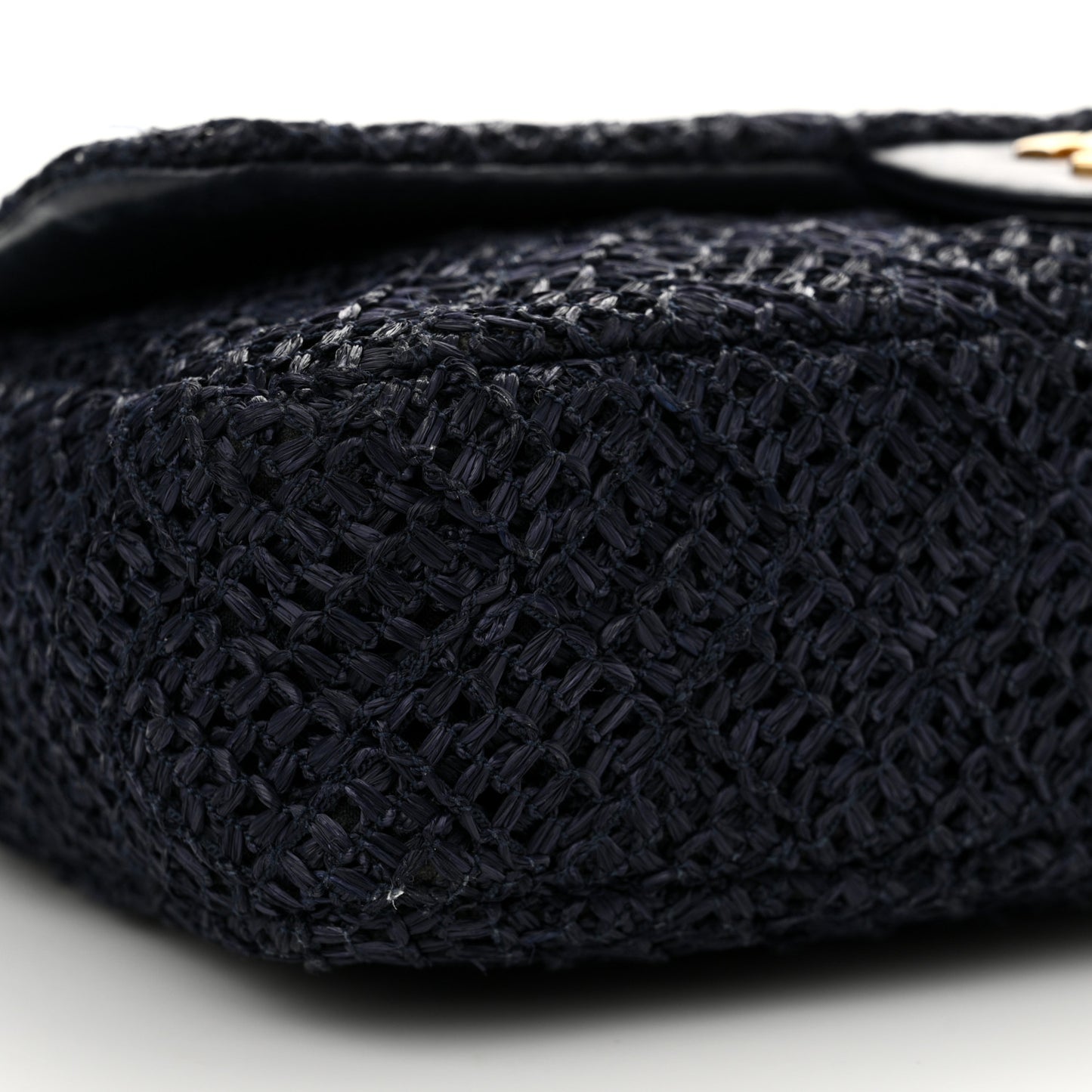 Raffia Crochet Medium Single Flap Bag Blue