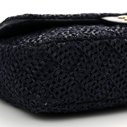 Chanel Raffia Crochet Medium Single Flap Bag Blue 9 of 14