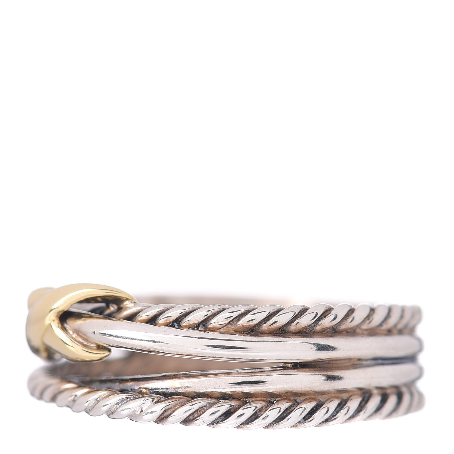 David Yurman Sterling Silver 18K Yellow Gold 6mm X Crossover Ring 54 6.75 3 of 5