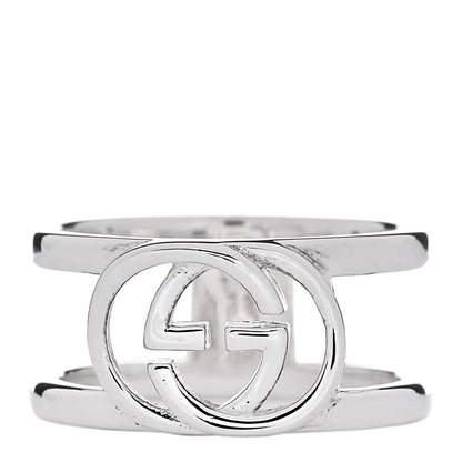 Gucci Sterling Silver 9mm Interlocking G Open Band Ring 50 5.5 1 of 4