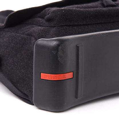 Prada Wool Messenger Satchel Black 8 of 15