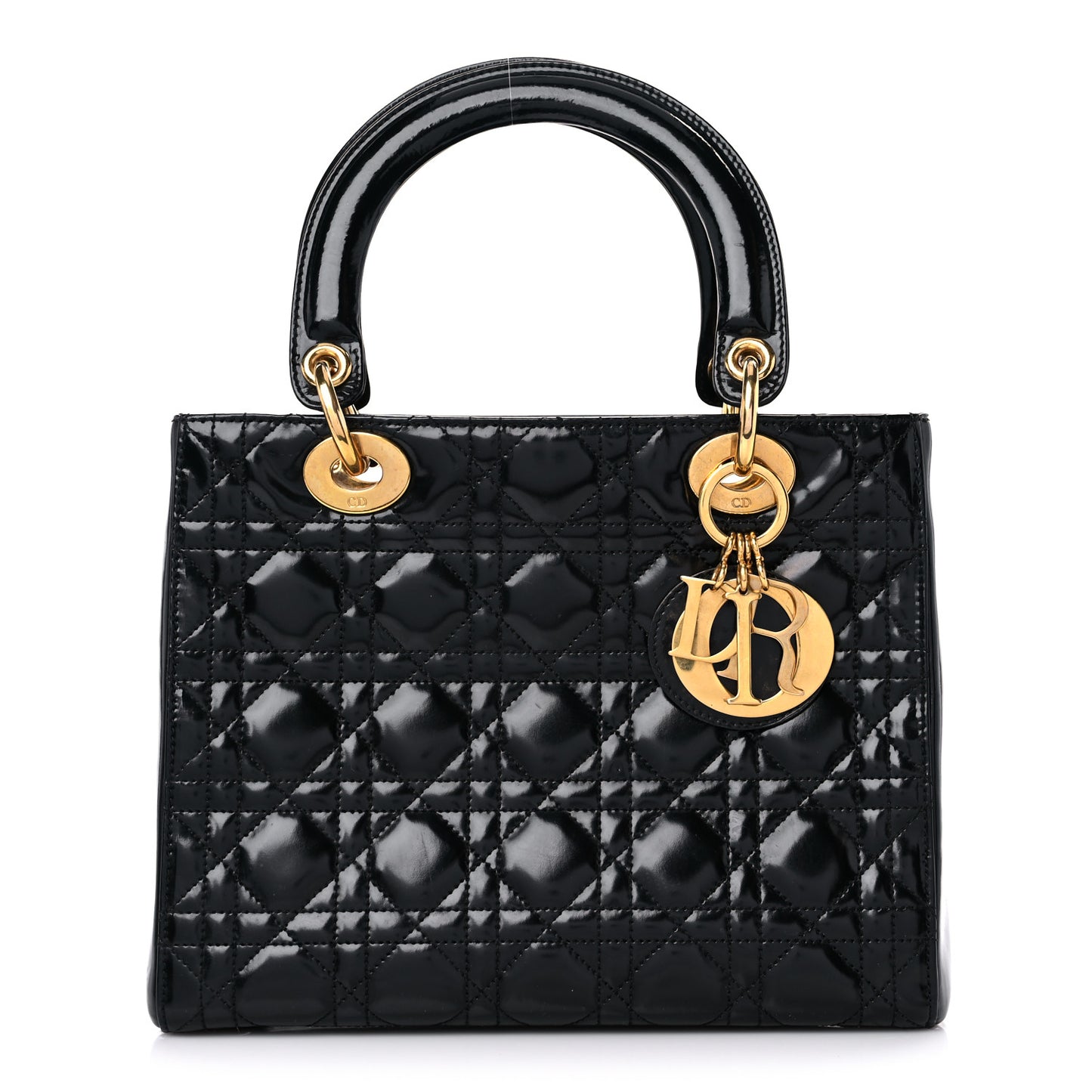 Patent Cannage Medium Lady Dior Black