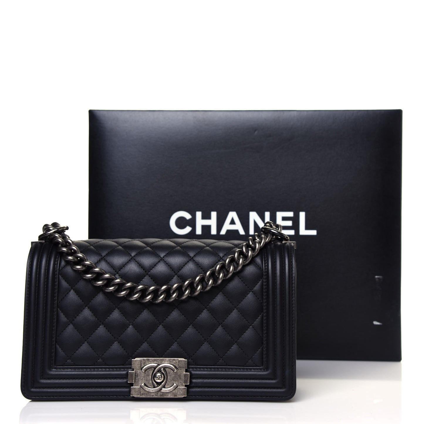 Calfskin Quilted Medium Boy Flap Black