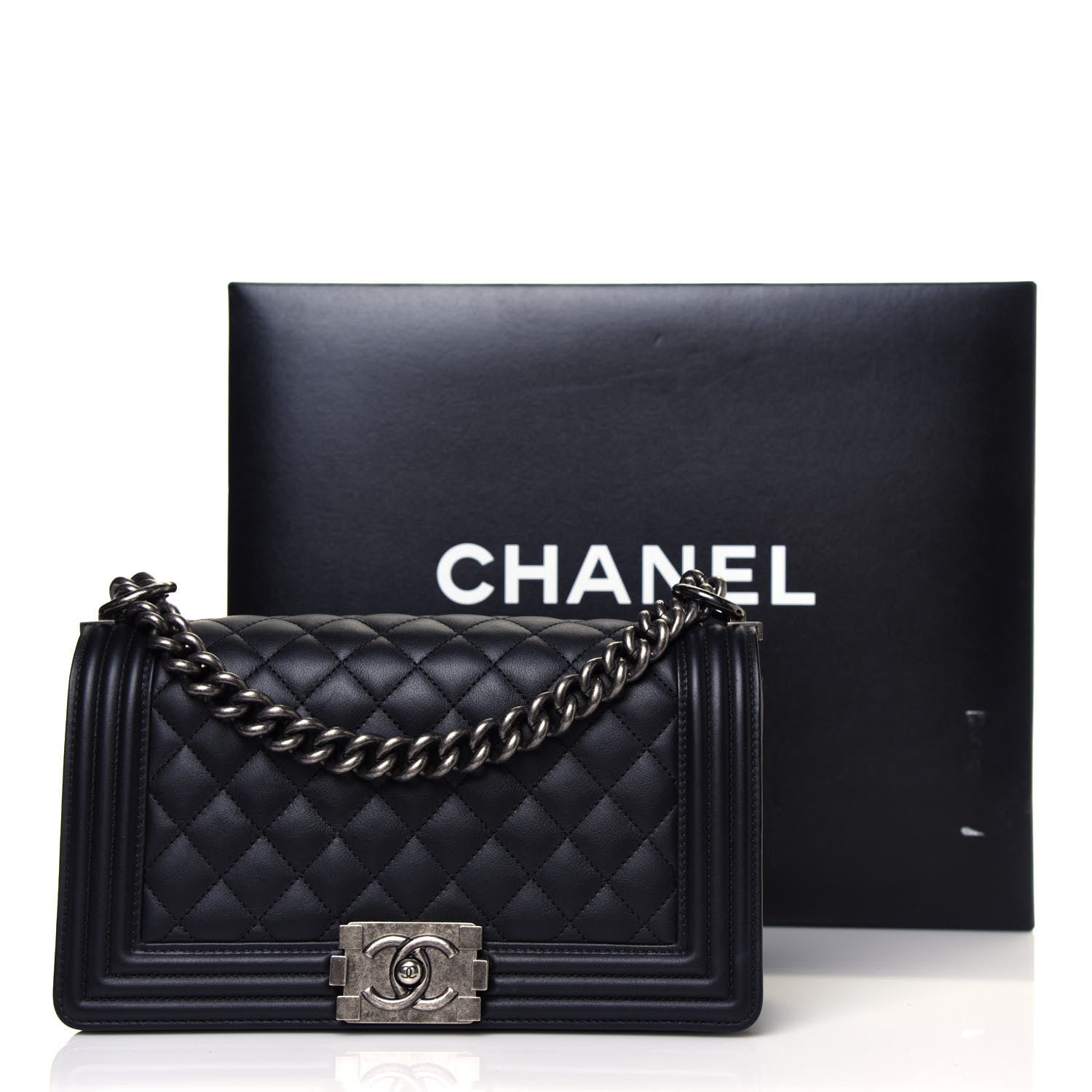 Chanel Calfskin Quilted Medium Boy Flap Black 12 of 12