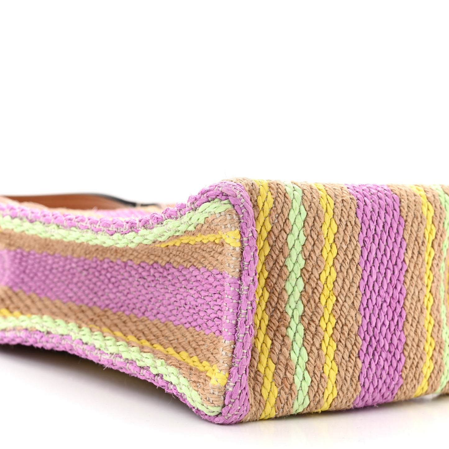 Calfskin Jute Logo Embroidered Super Mini Vertical Tote Multicolor