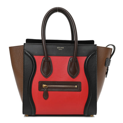 Celine Bullhide Calfskin Micro Tri-Color Luggage Bright Red 1 of 12