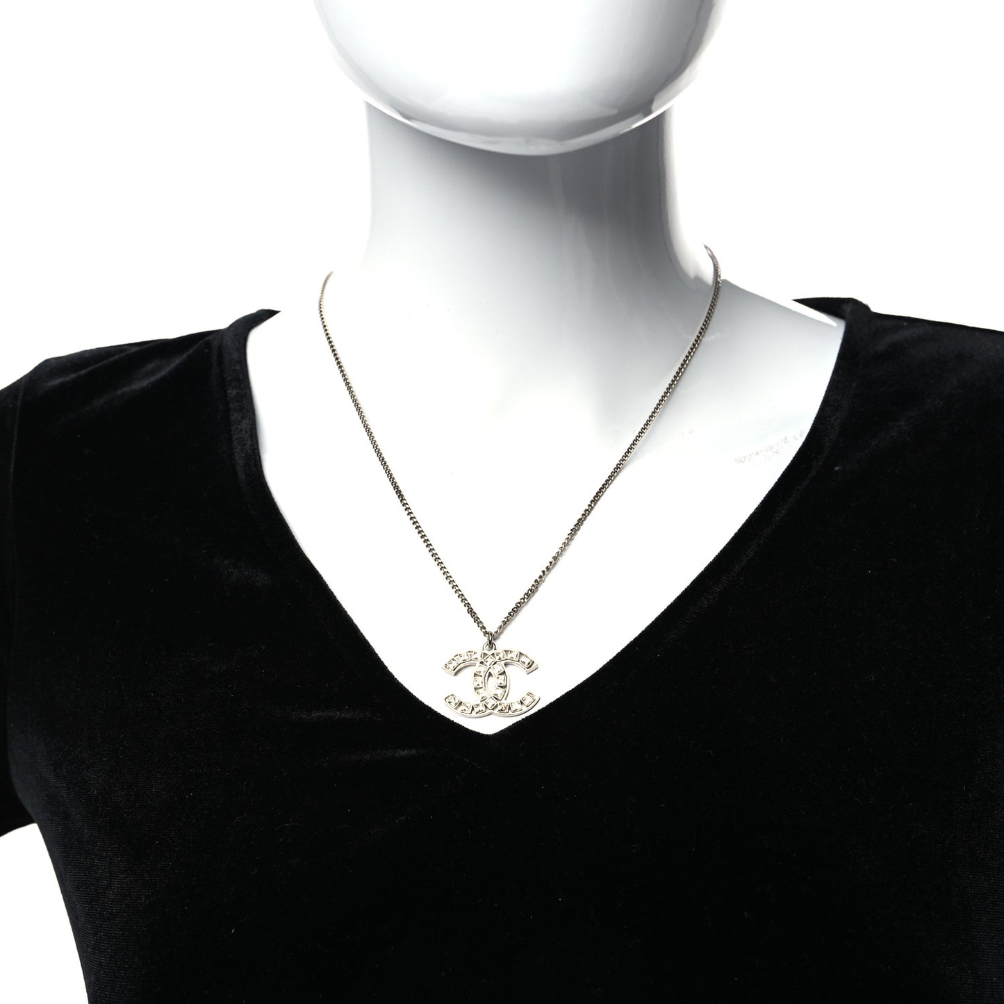 Baguette Crystal CC Necklace Silver