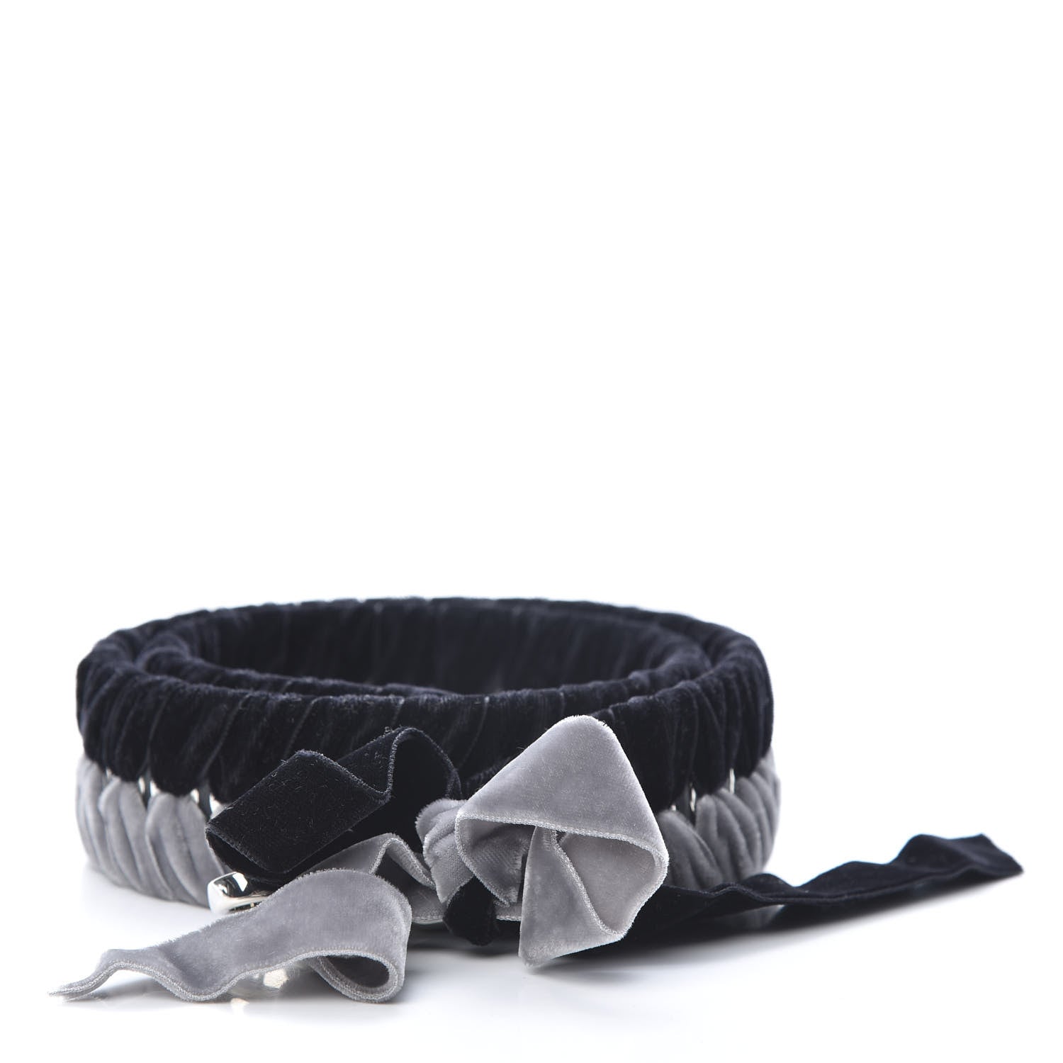 Fendi Velvet Lace Up Strap You Grey Black 1 of 4