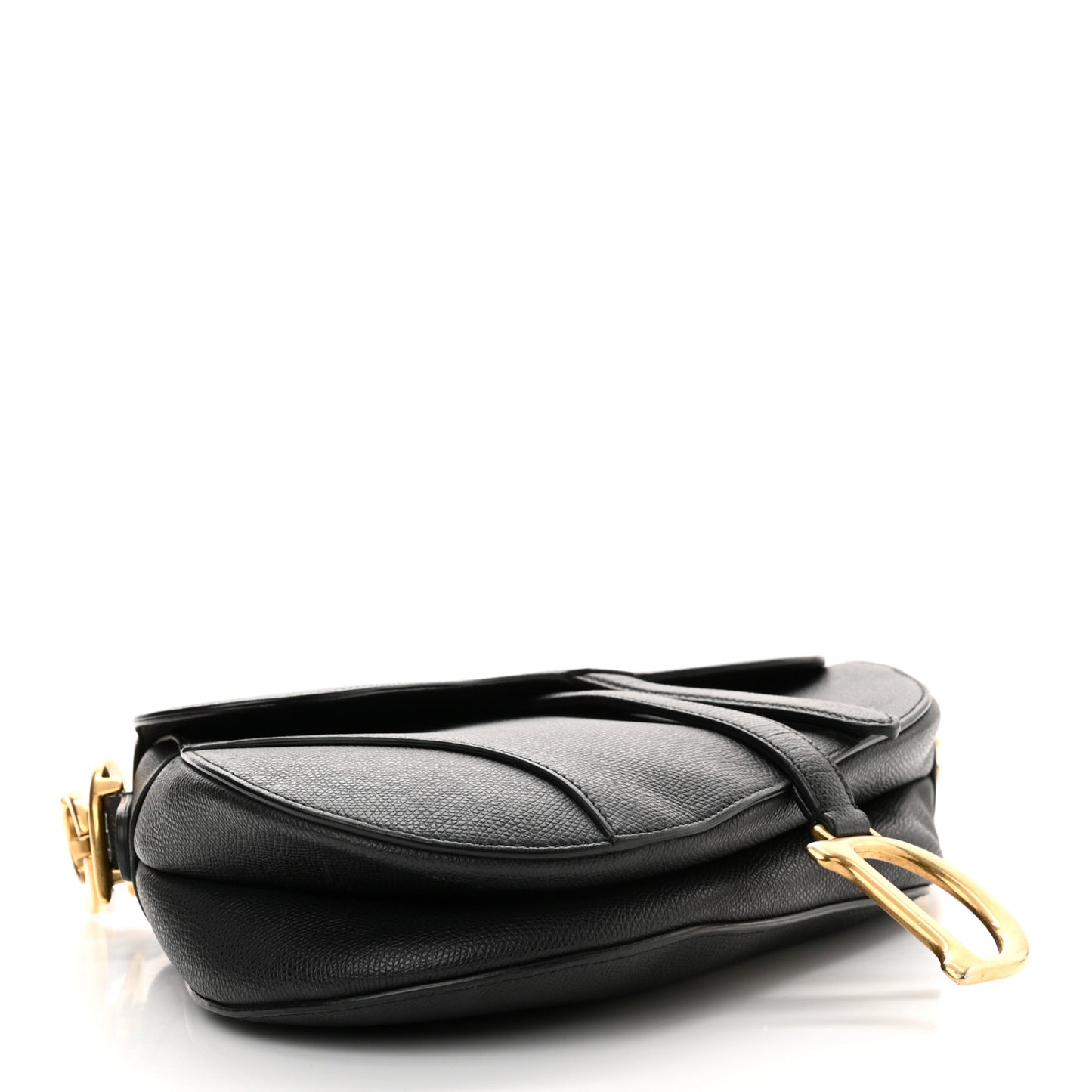 Grained Calfskin Saddle Bag Black