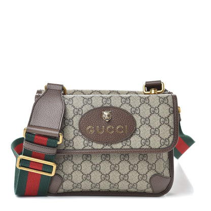 Gucci GG Supreme Monogram Web Small Neo Vintage Double Flap Messenger Bag Beige New Acero 1 of 12
