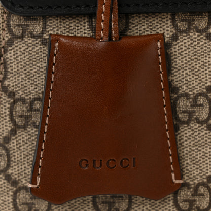 Gucci GG Supreme Monogram Calfskin Small Padlock Top Handle Bag Beige Black Cuir 12 of 13