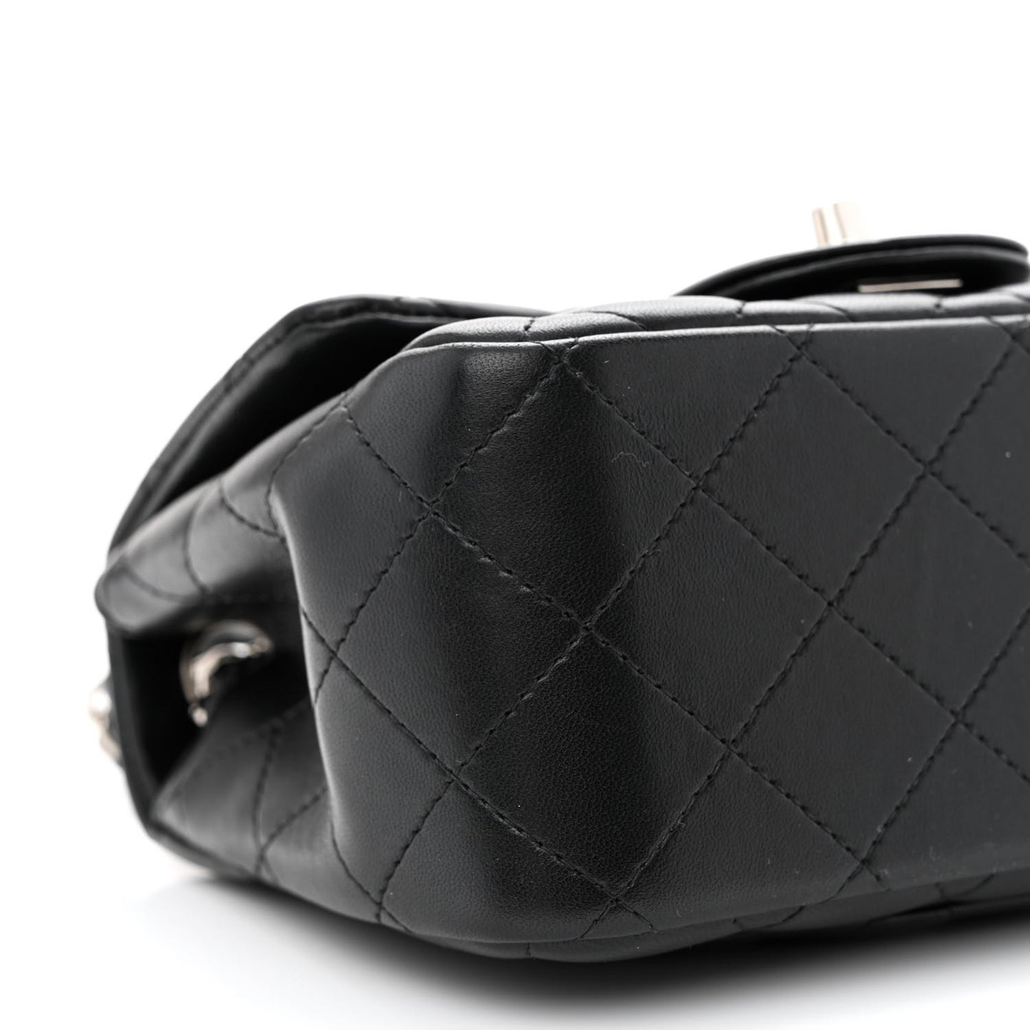 Lambskin Quilted Mini Square Flap Black