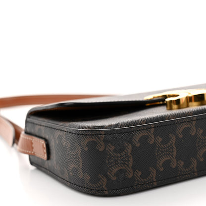 Celine Canvas Calfskin Triomphe Shoulder Bag Tan 9 of 13