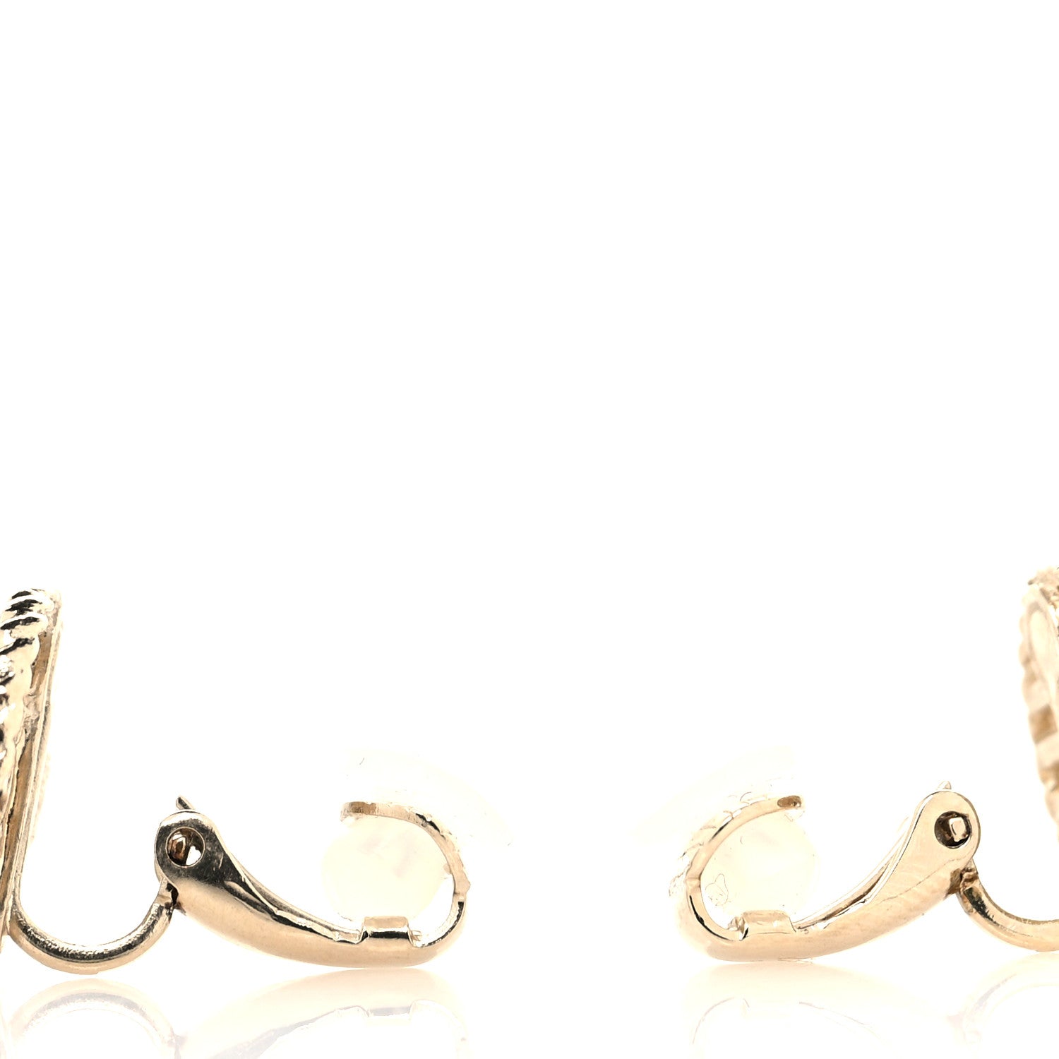 Chanel Metal Chain CC Round Clip On Earrings Gold Blue 3 of 4