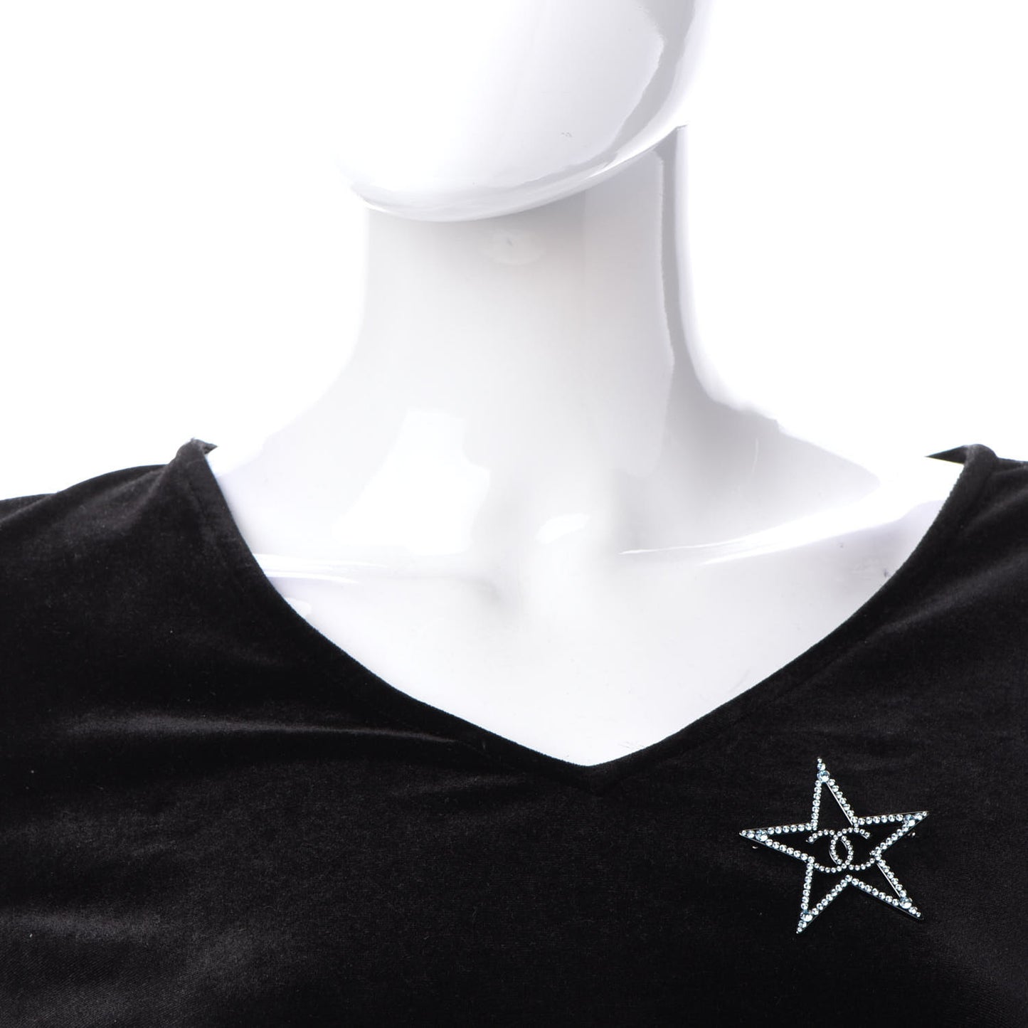 Ruthenium Crystal Star CC Brooch Blue