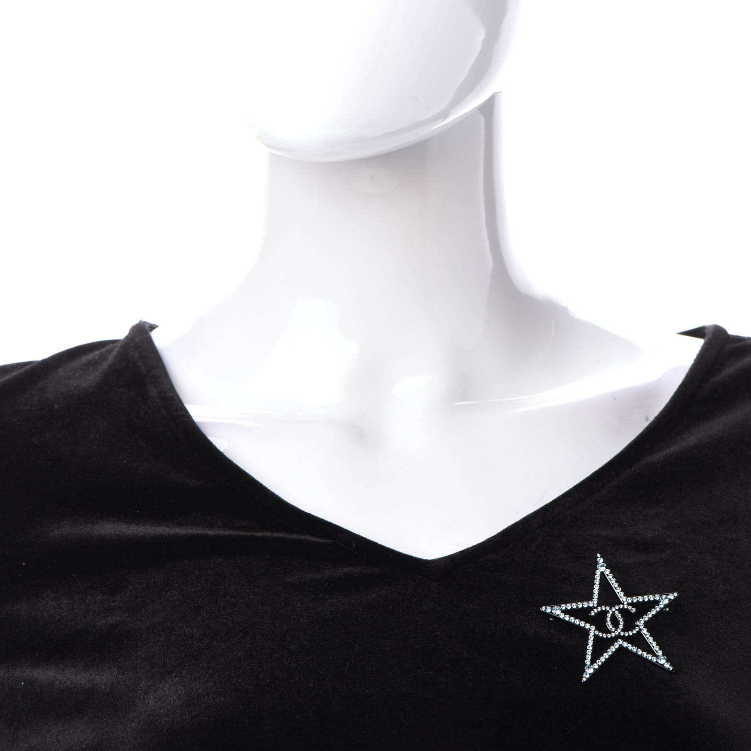 Chanel Ruthenium Crystal Star CC Brooch Blue 2 of 5
