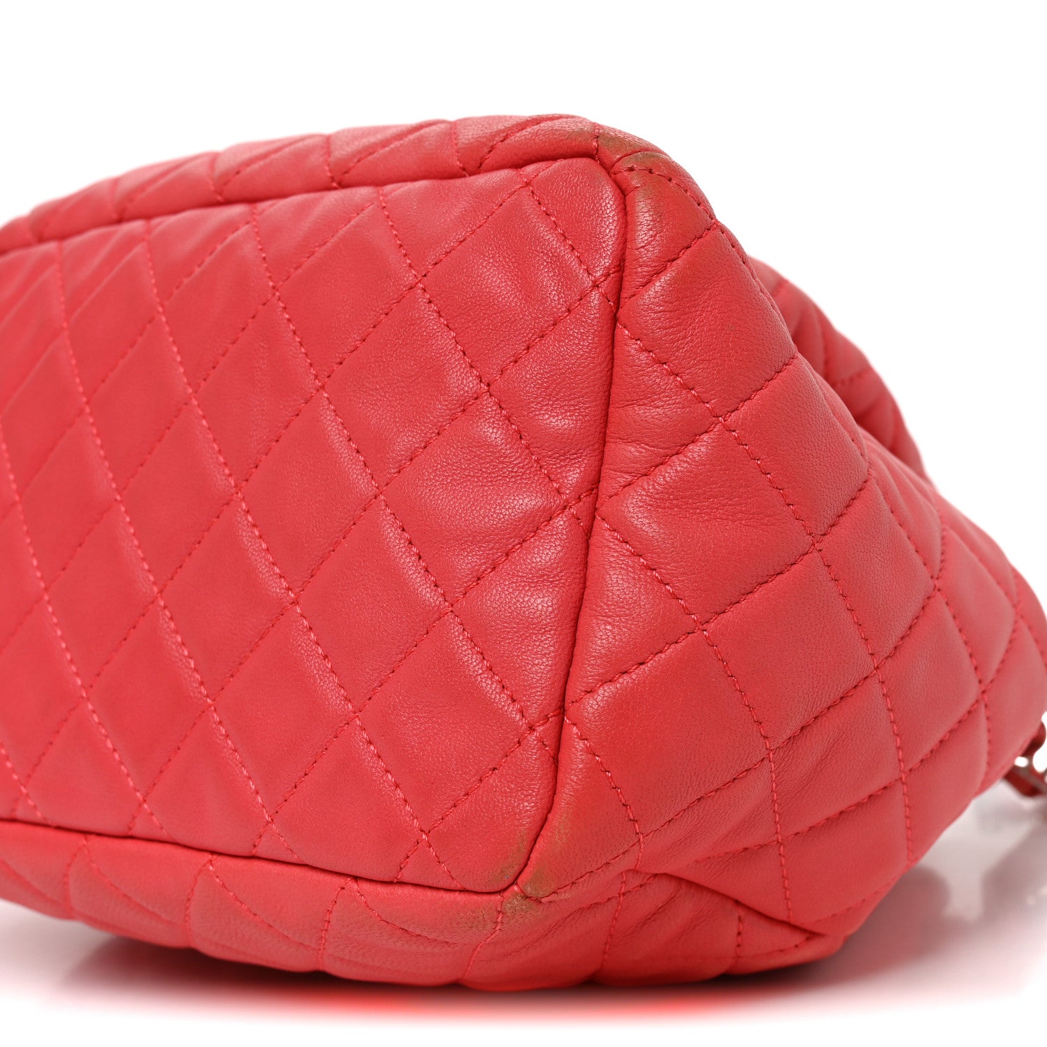 Chanel Lambskin Quilted Small CC Chain Drawstring Bucket Bag Red 9 of 9