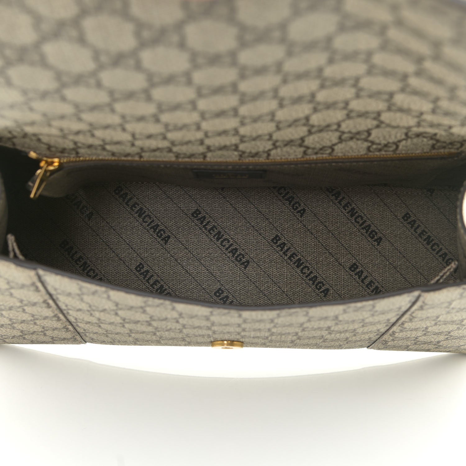 Balenciaga X GUCCI GG Supreme Monogram Medium Hourglass Top Handle Bag Beige Ebony 5 of 10