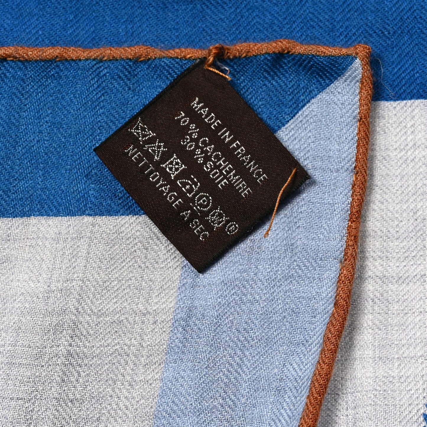 Cashmere Silk Botanica Grafica Shawl 140 Gris Chiné Bleu Noisette