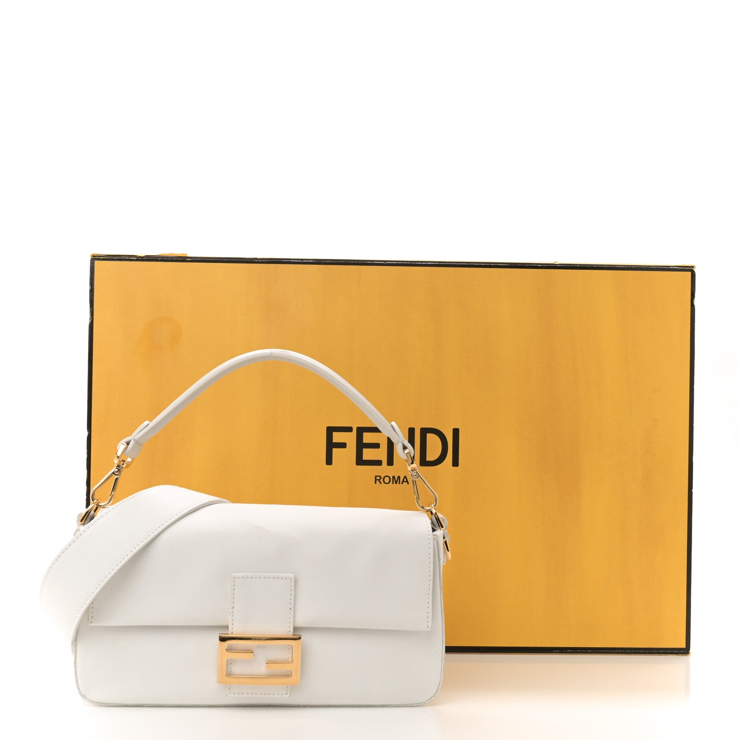 Fendi Linen Canvas Vitello King Painting Baguette With Marker Kit White 16 of 16