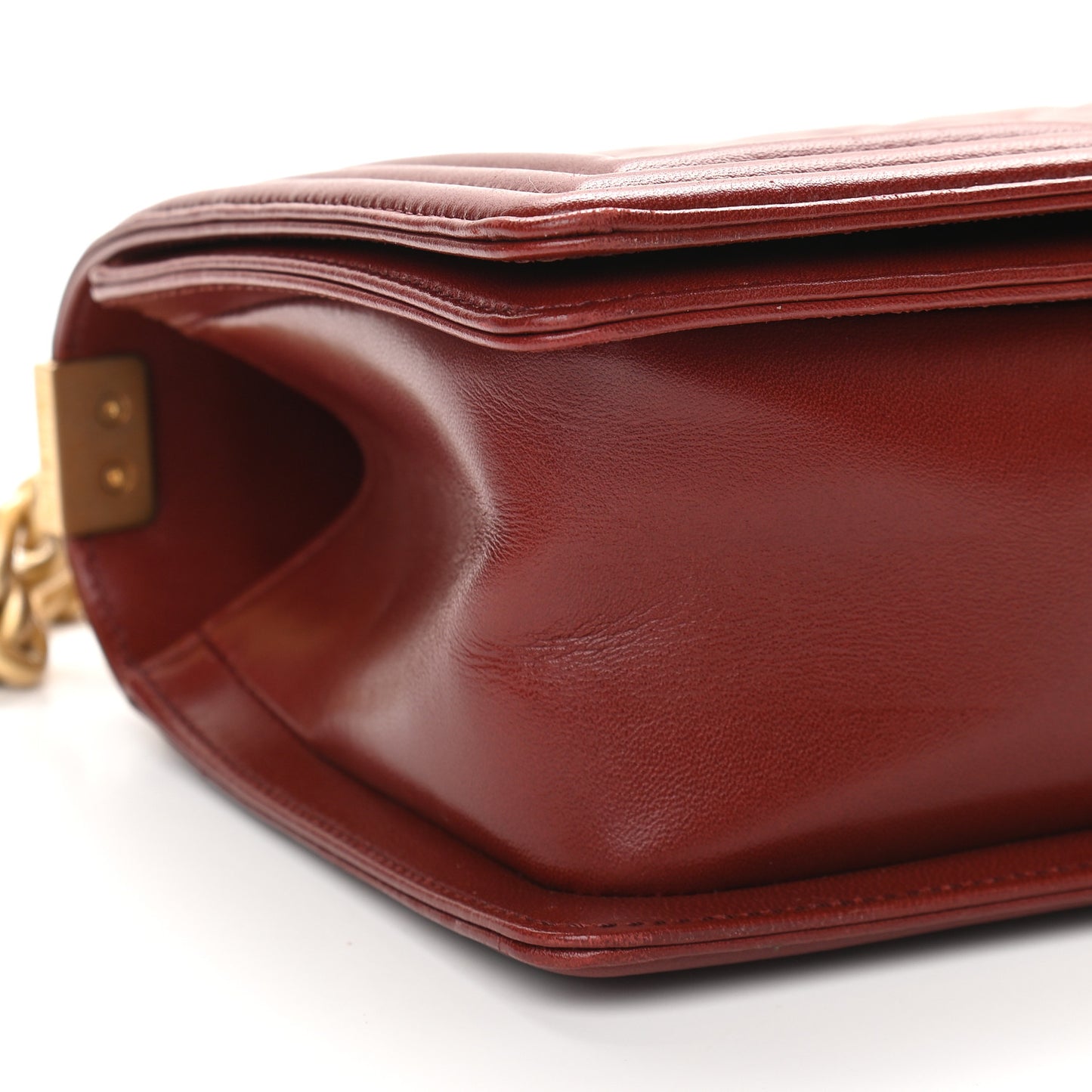 Lambskin Quilted Medium Boy Flap Dark Red