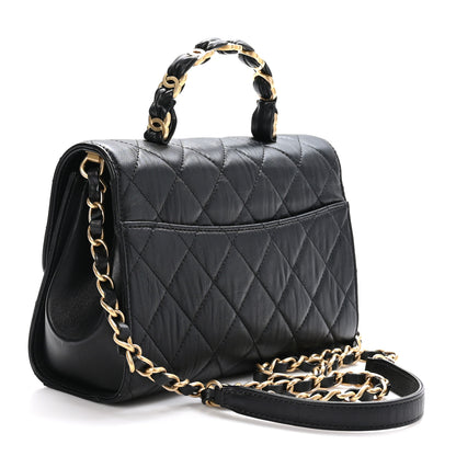 Chanel Crumpled Lambskin Quilted Small CC Links Top Handle Flap Black 3 of 11