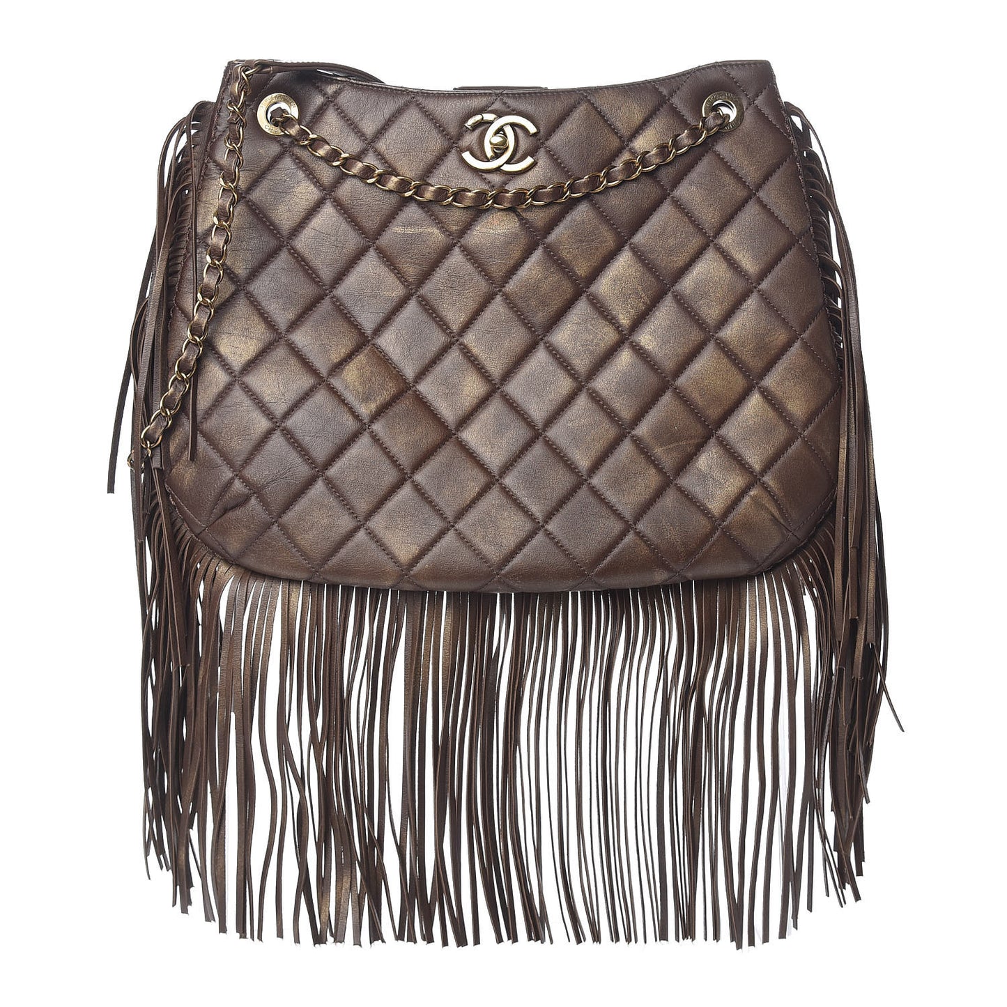 Calfskin Quilted Into The Fringe Hobo Brown