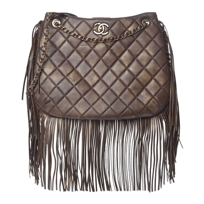 Chanel Calfskin Quilted Into The Fringe Hobo Brown 1 of 17