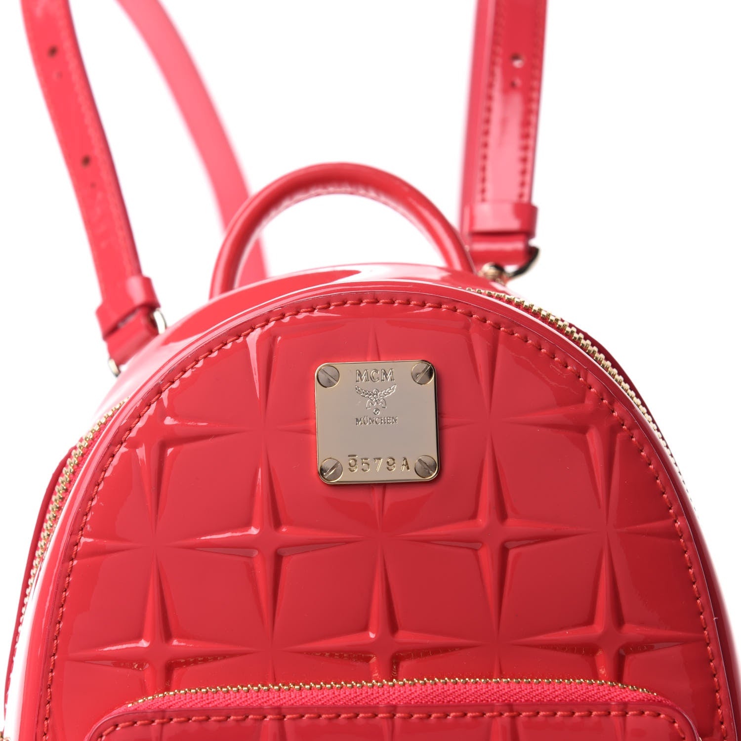 MCM Diamond Patent Stark Bebe Boo Backpack Teaberry 12 of 12