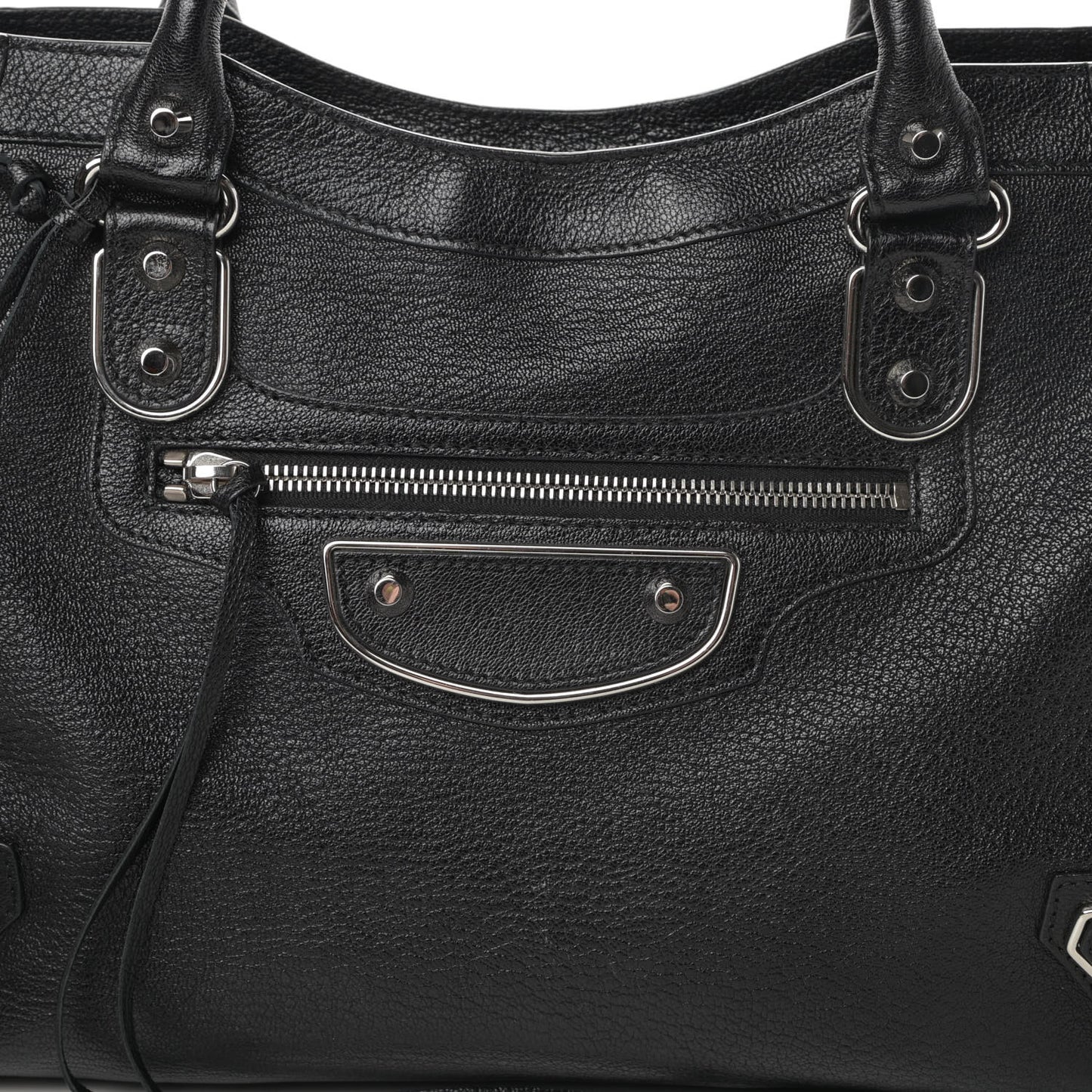 Chevre Silver Metallic Edge Hardware City Black