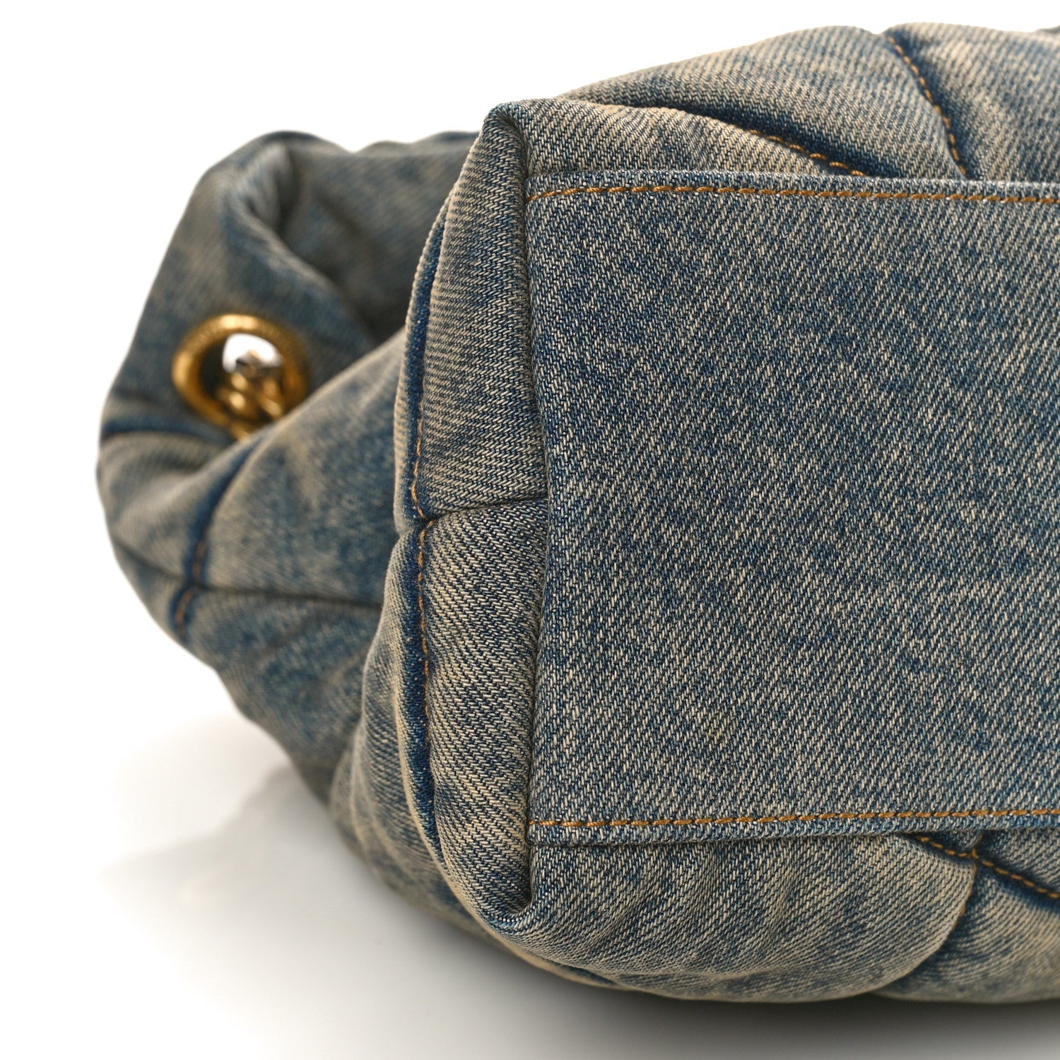 Saint Laurent Denim Quilted Small Loulou Puffer Monogram Chain Satchel Blue Cinnamon 7 of 8