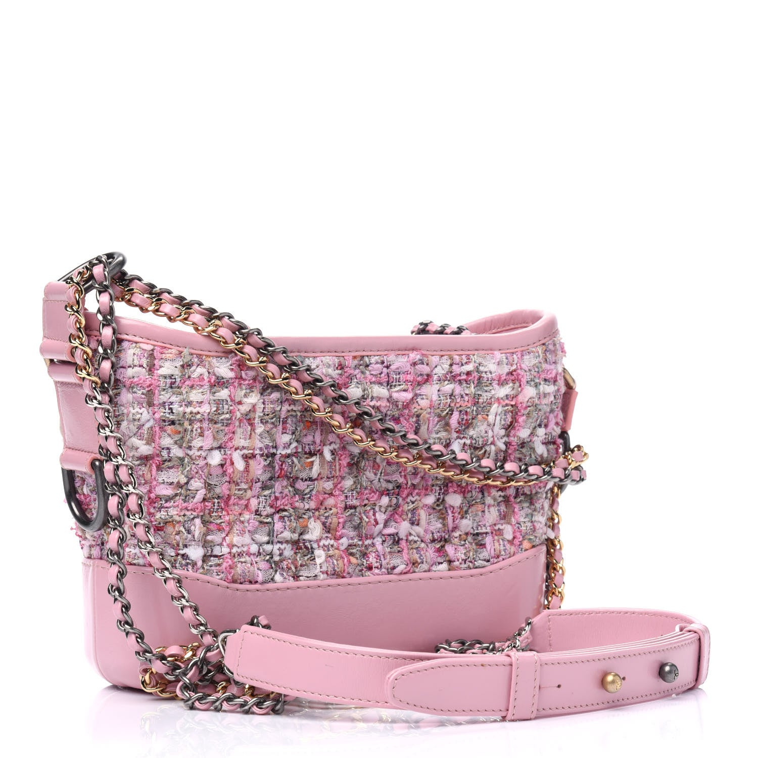 Chanel Tweed Calfskin Small Gabrielle Hobo Light Pink 2 of 15