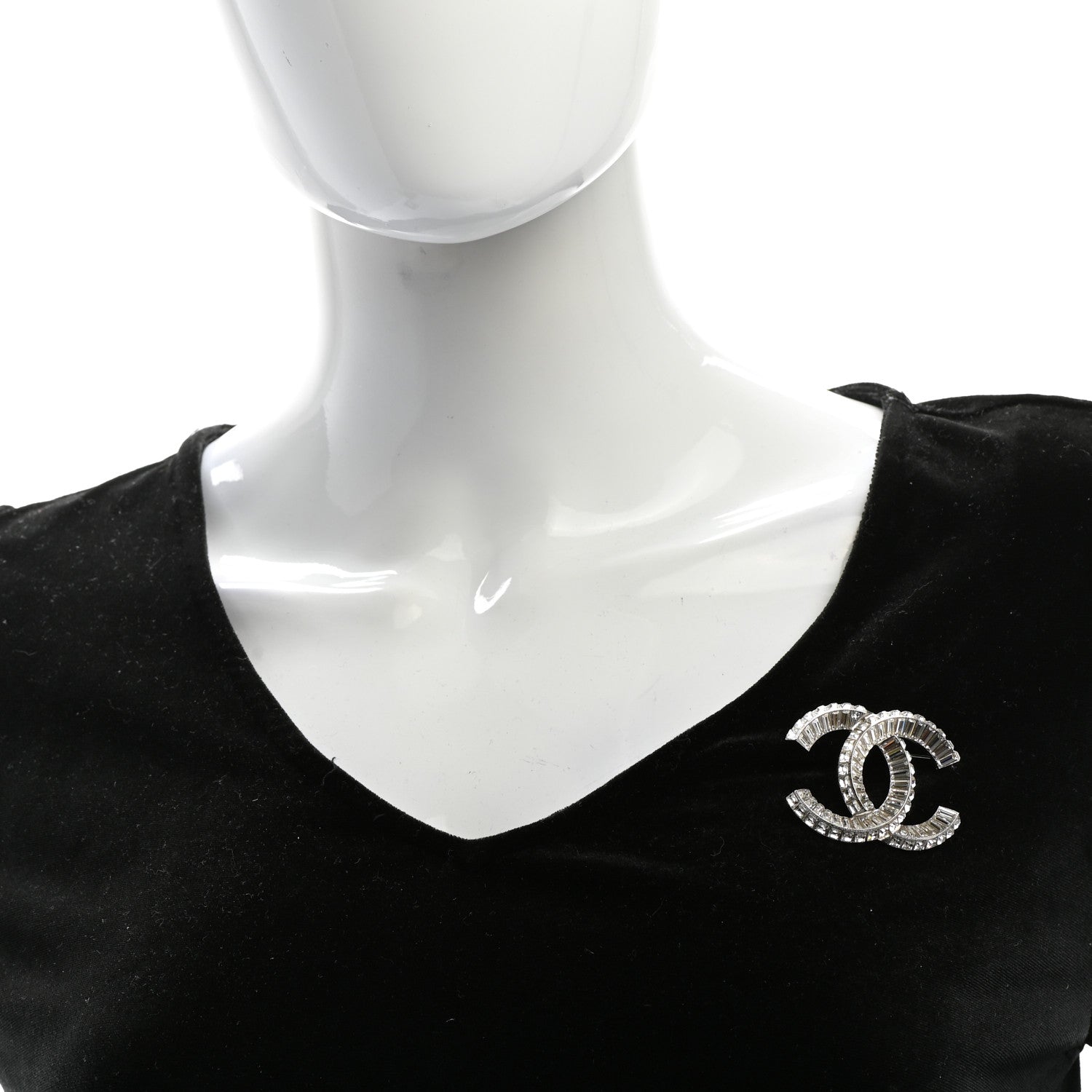 Chanel Baguette Crystal CC Brooch Silver 2 of 5