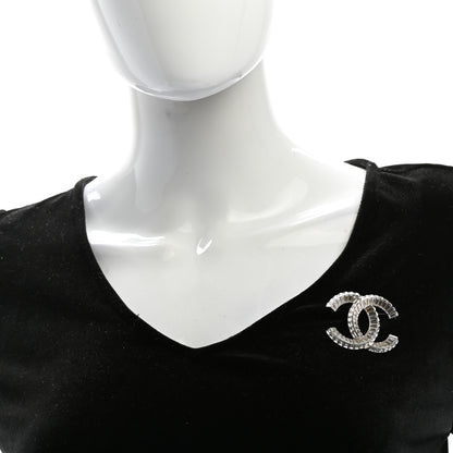 Chanel Baguette Crystal CC Brooch Silver 2 of 5
