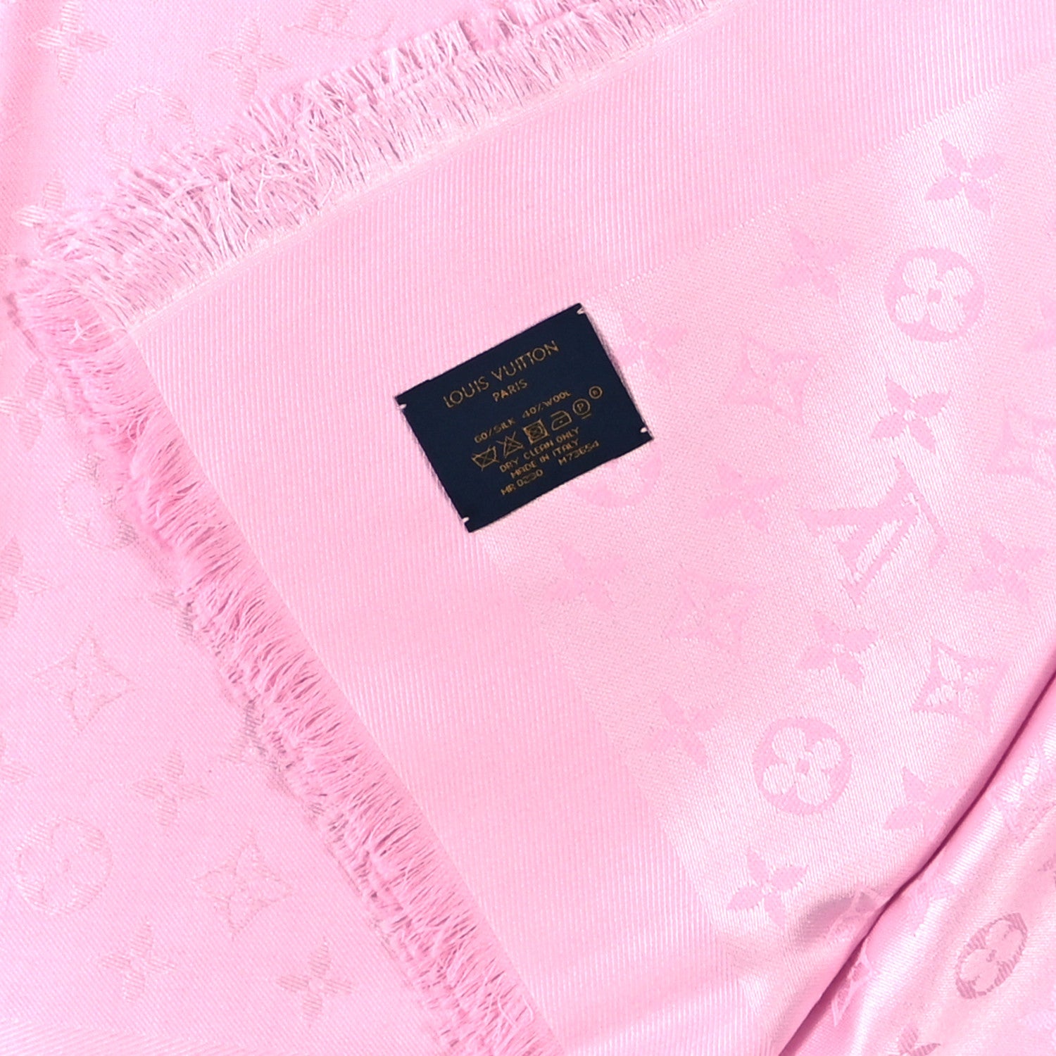 Louis Vuitton Silk Wool Monogram Shawl Velvet Rose 4 of 4