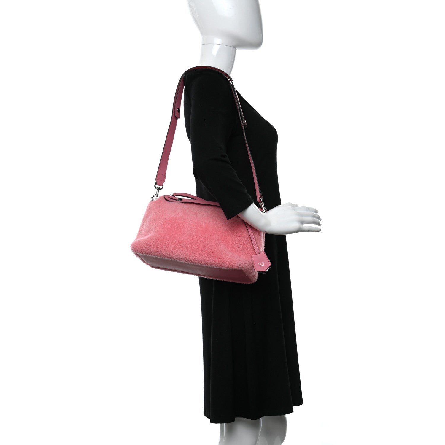 Fendi Shearling Vitello Dolce Medium By The Way Boston Bag Bubble Gum 2 of 9