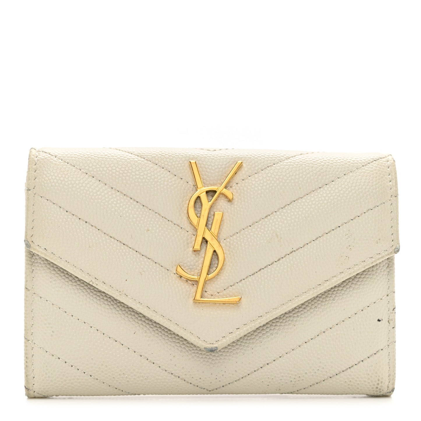 Grain De Poudre Matelasse Chevron Small Monogram Envelope Wallet Crema Soft