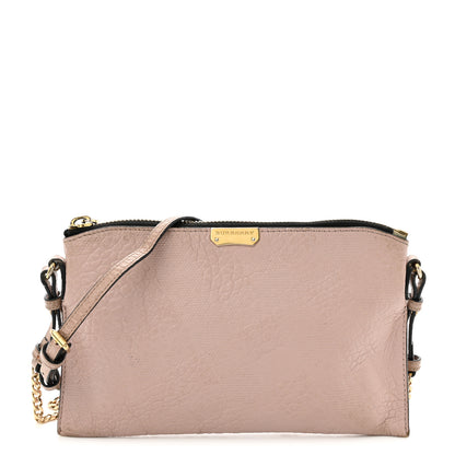 Burberry Signature Grain Calfskin Check Embossed Peyton Crossbody Clutch Bag Pale Orchid 1 of 17