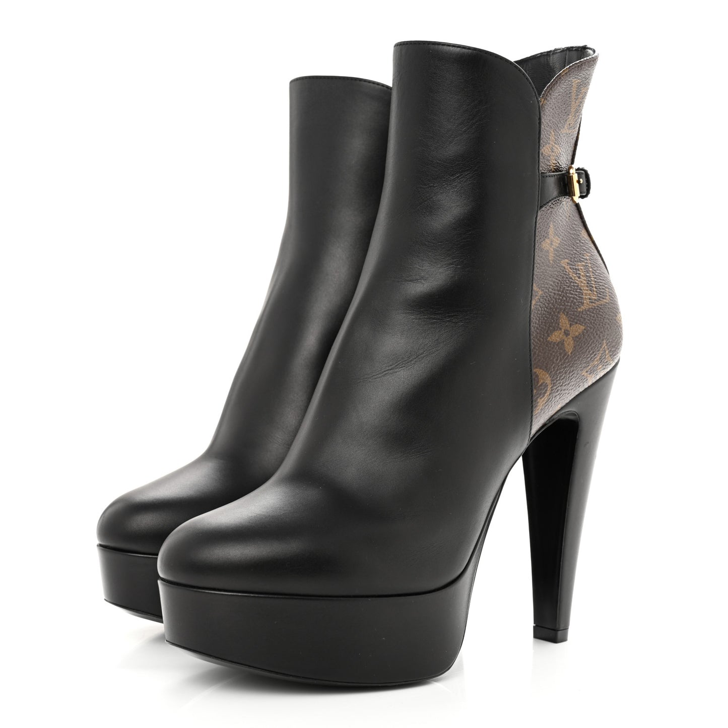 Calfskin Monogram Afterglow Platform Ankle Boots 39 Black
