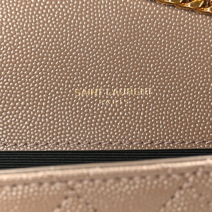 Saint Laurent Grain De Poudre Textured Mixed Matelasse Triquilt Small Monogram Satchel Taupe 6 of 9