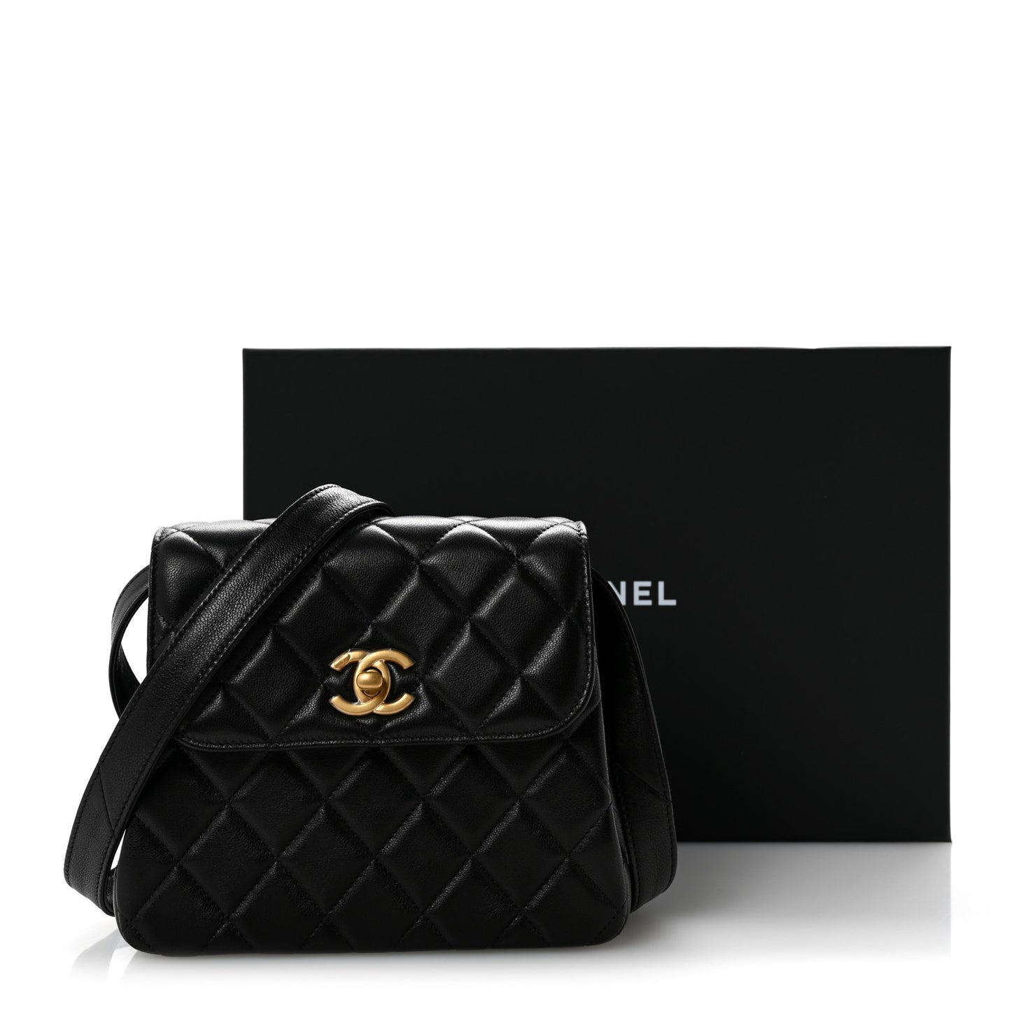 Lambskin Quilted Crossbody Flap Black