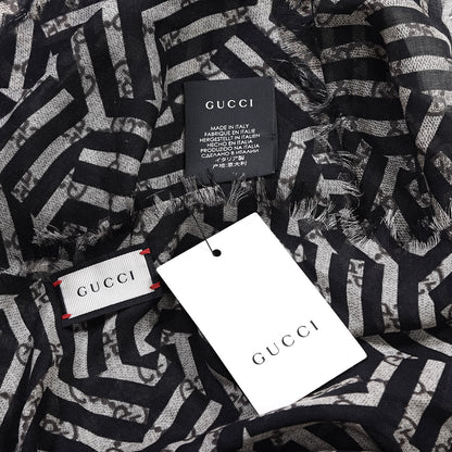 Gucci Modal Silk Monogram Mokki Square Scarf Rope Black 3 of 3