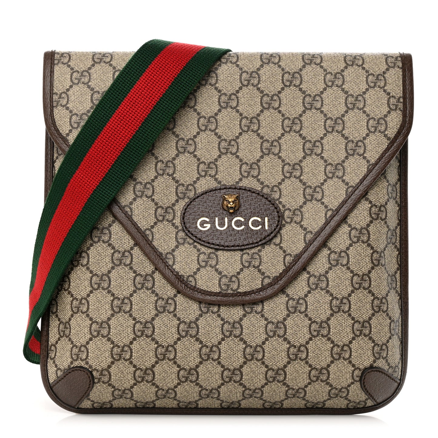 GG Supreme Monogram Web Medium Neo Vintage Flap Messenger Bag Beige New Acero