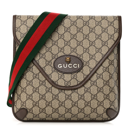 Gucci GG Supreme Monogram Web Medium Neo Vintage Flap Messenger Bag Beige New Acero 1 of 10