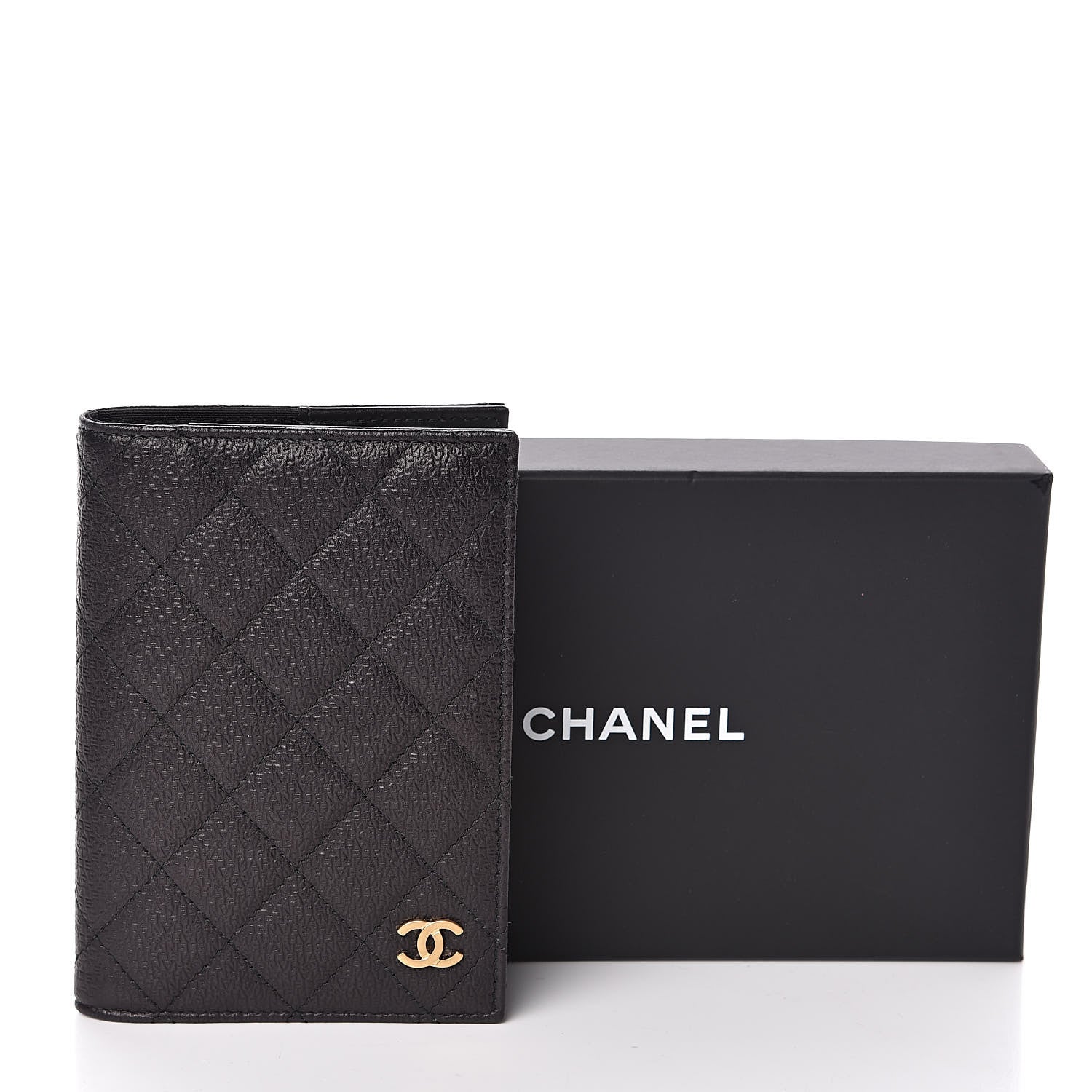 Chanel Letter Calfskin Embossed Quilted Passport Holder Black 8 of 8