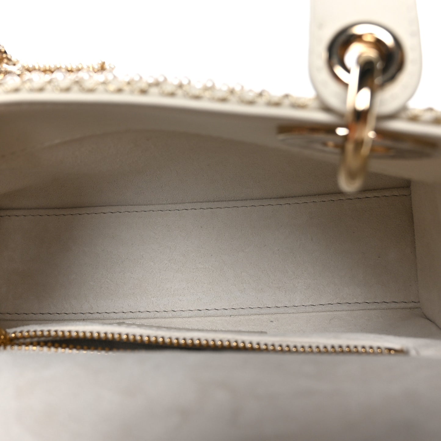 Lambskin Pearl Embroidered Mini Lady Dior Black