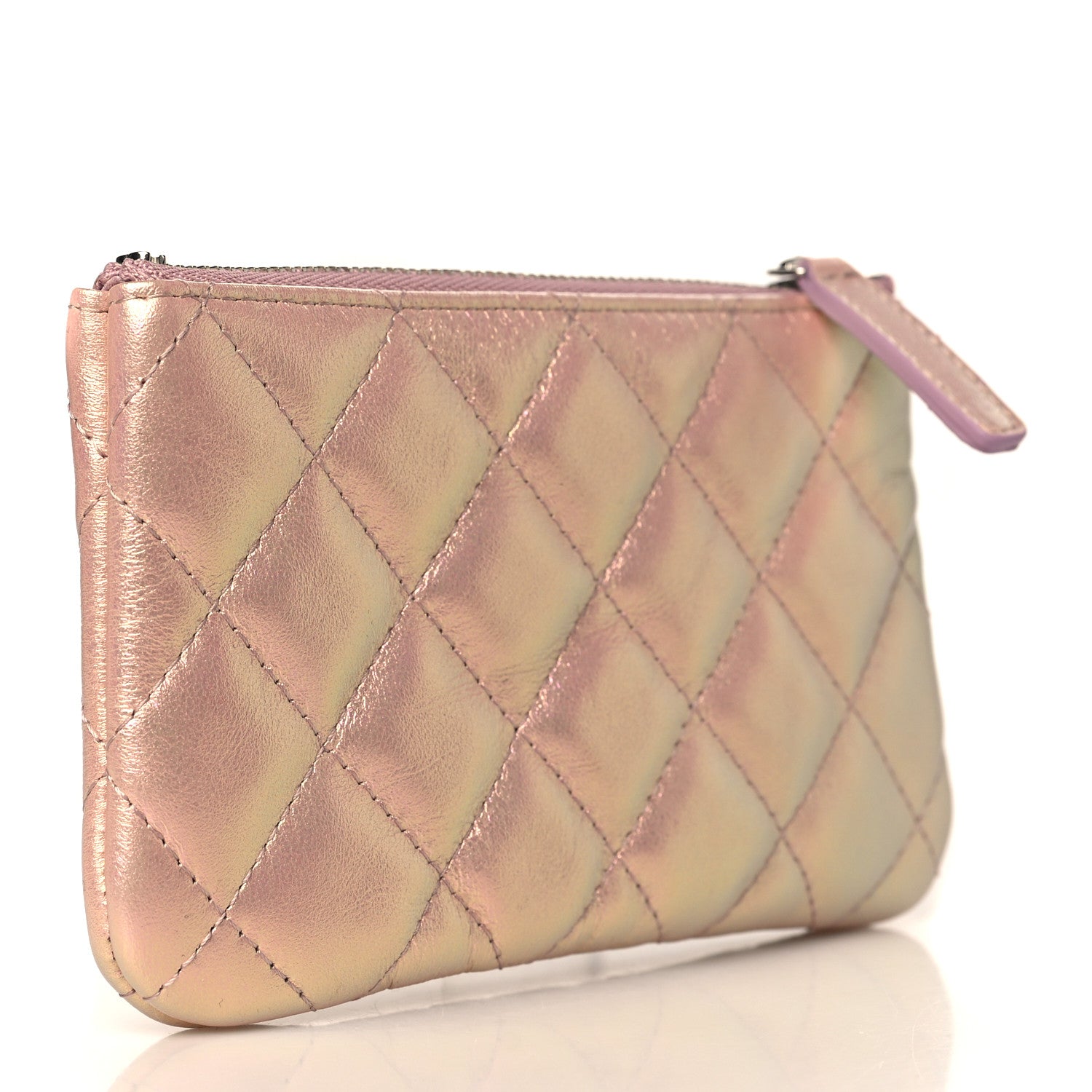 Chanel Iridescent Lambskin Quilted Small Cosmetic Case Pink 3 of 8