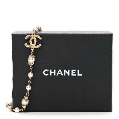 Chanel Pearl Crystal Textured CC Short Necklace Gold 7 of 7