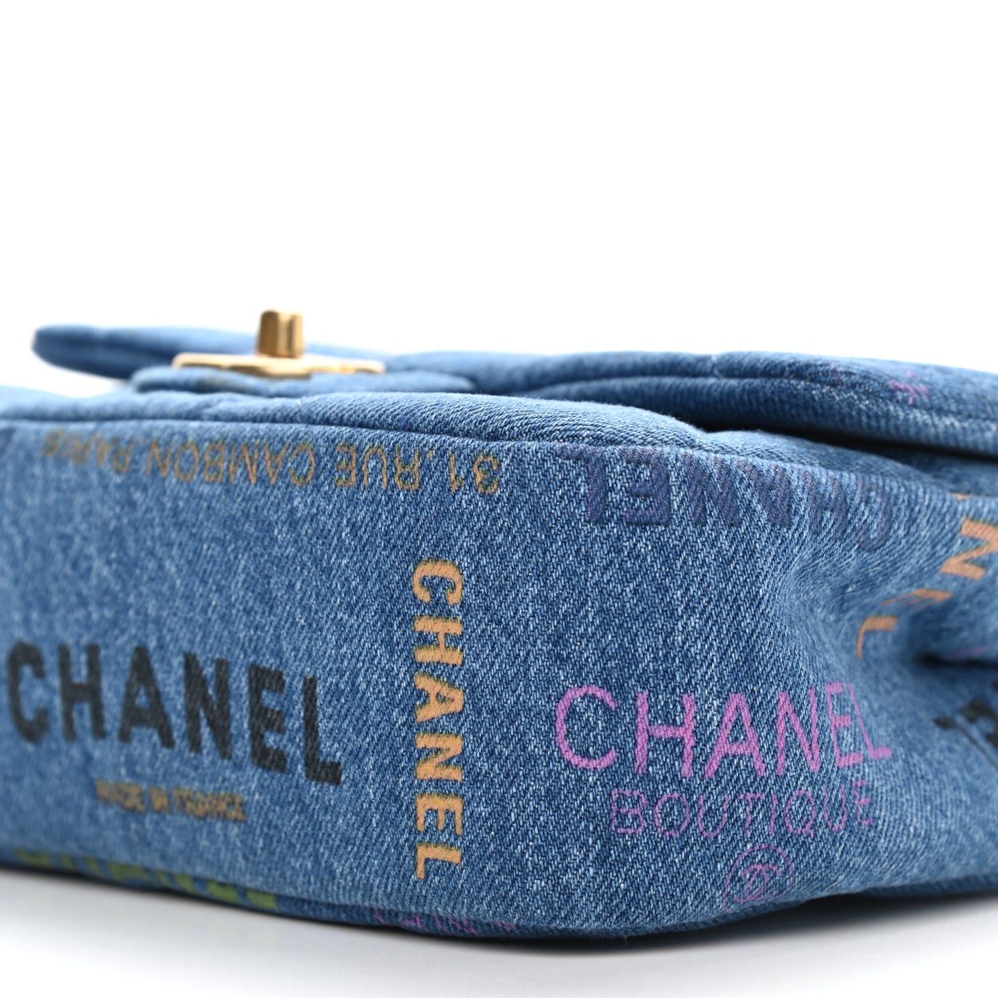 Denim Quilted Mini Denim Mood Rectangular Flap Blue Multicolor