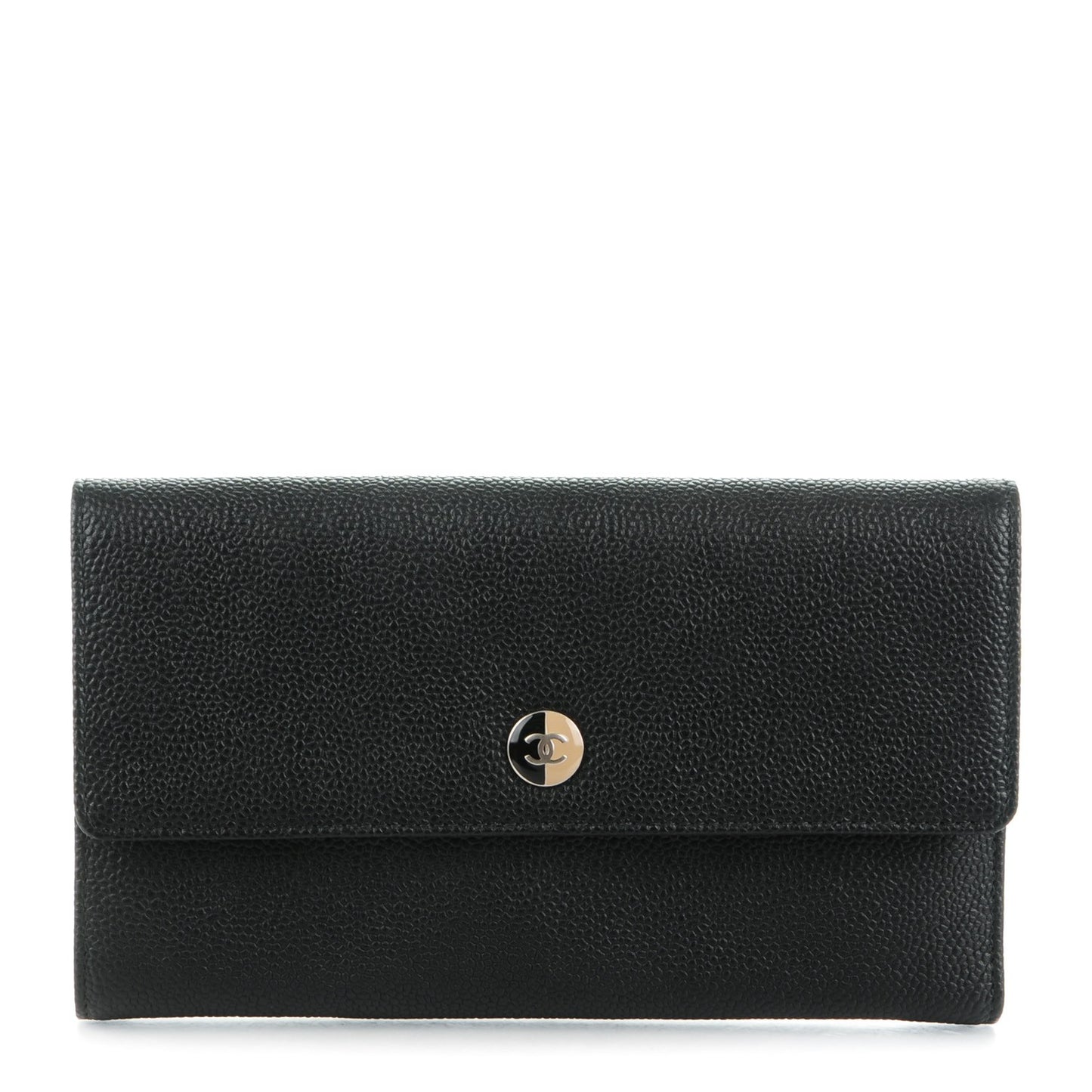 Caviar Long Flap Wallet Black